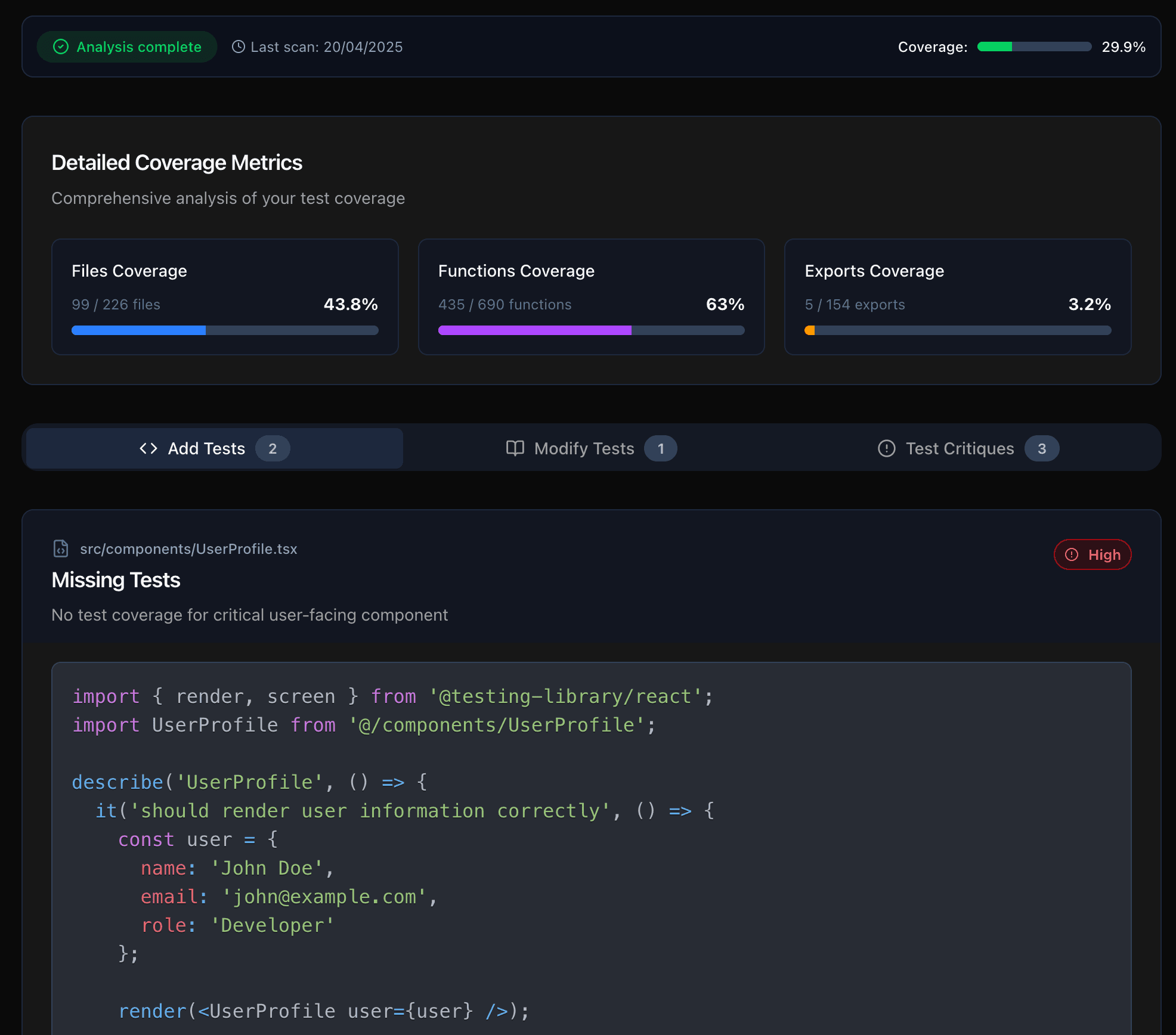 CodeScout Test Analysis Dashboard